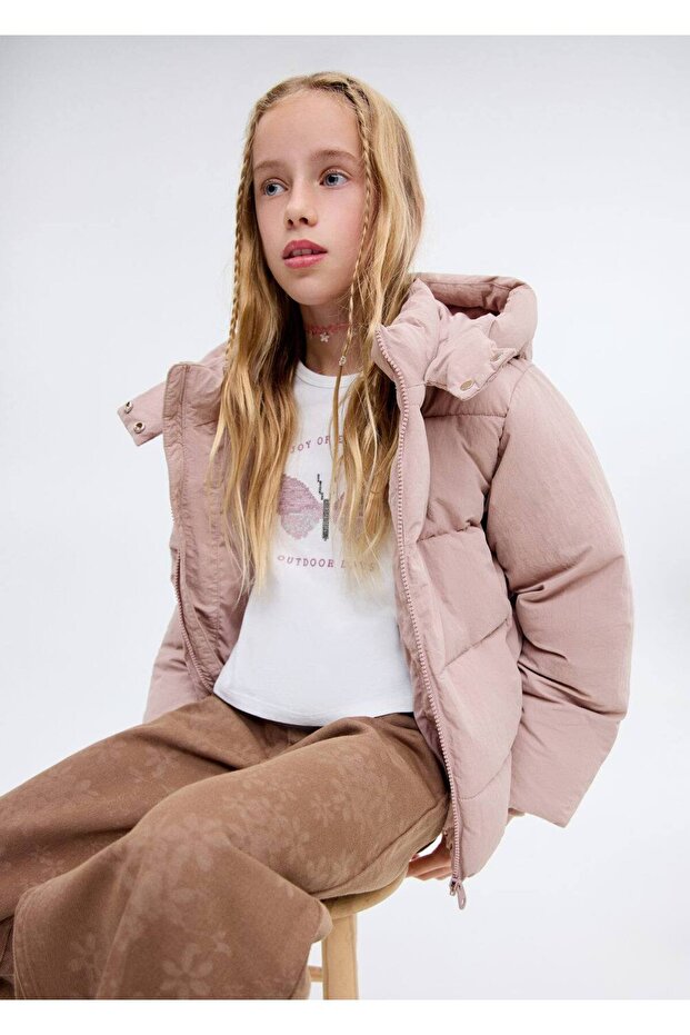 Kapüşonlu kapitone anorak - 7