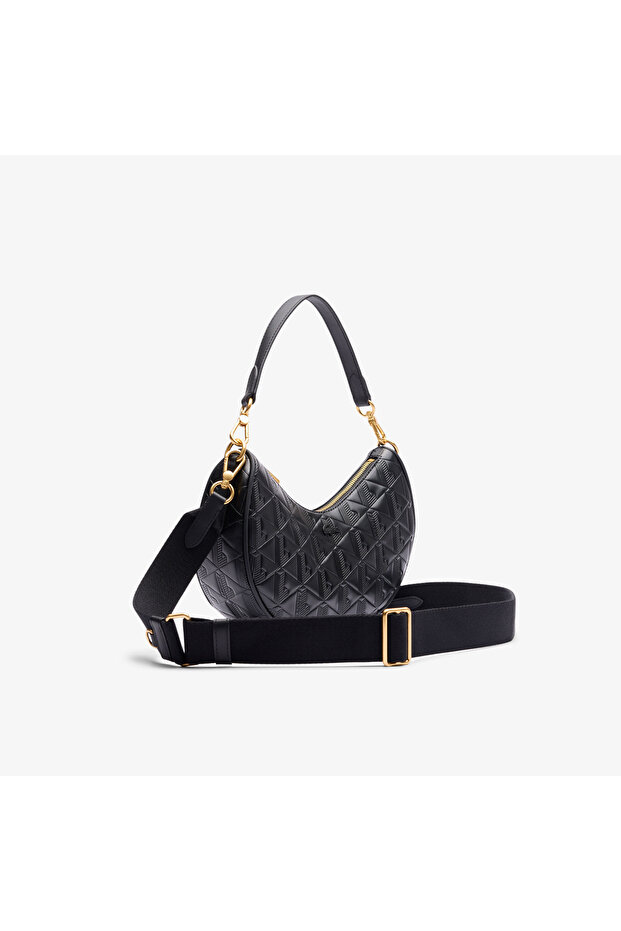 Maheki Kadın Monogram Deri Siyah Omuz Çantası - 4