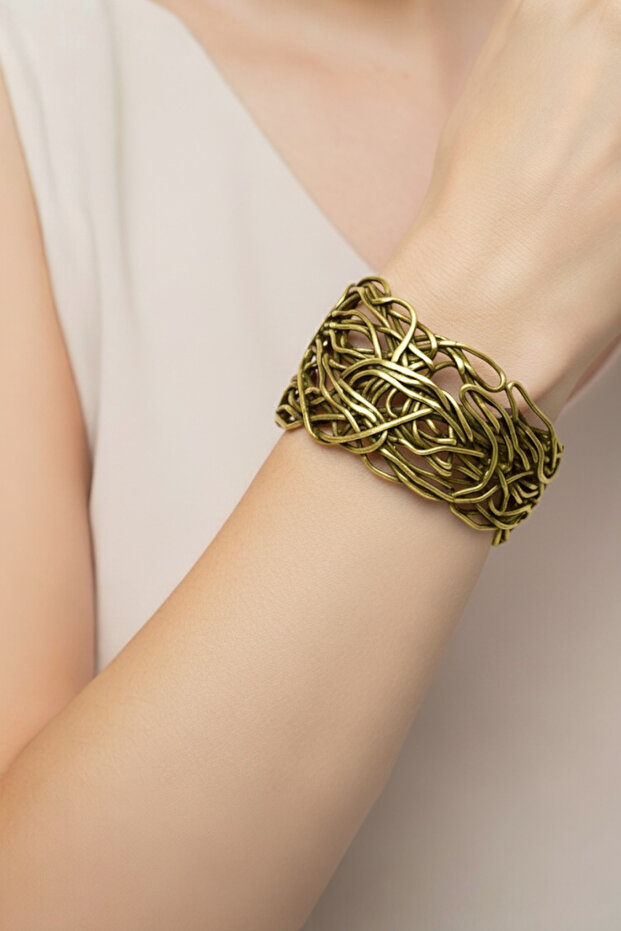 100% Pure Brass Handmade Artistic Braided Bracelet - Master Craftsmanship Special Design Handcuff