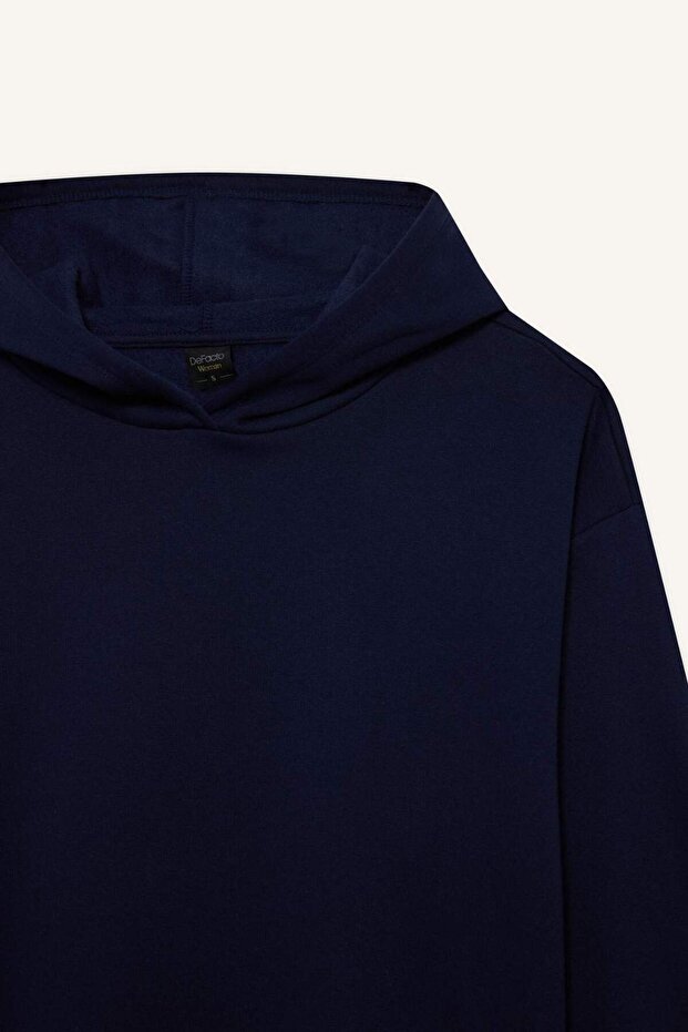 Relax Fit Kapüşonlu Basic Düz Kalın Sweatshirt D9935AX25WN - 8