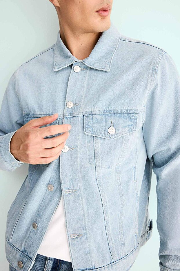 Regular Fit Buttoned Denim Jacket F4741Ax25Au - 3