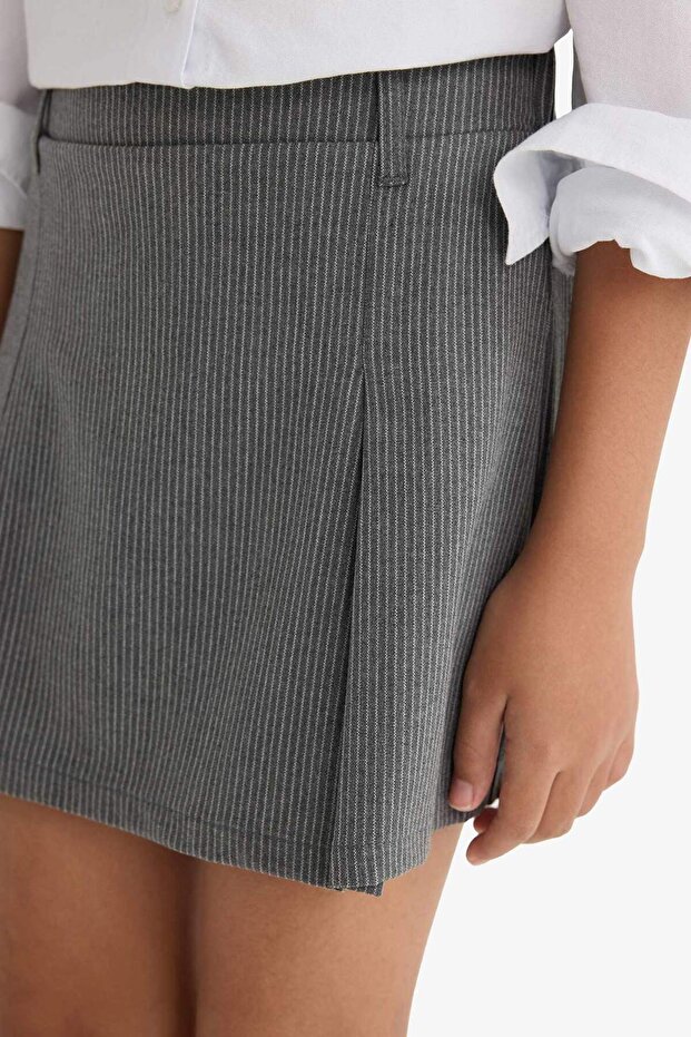 Kız Çocuk Beli Lastikli Poplin Şort Etek F2637A825AU - 8