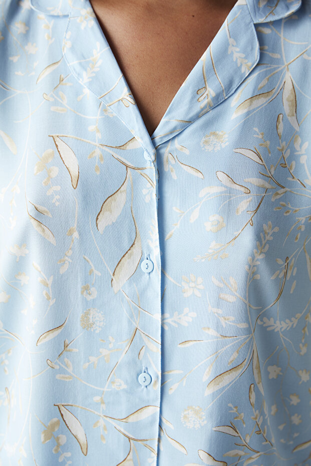 Maye Desenli Mavi Pijama Takımı - 3