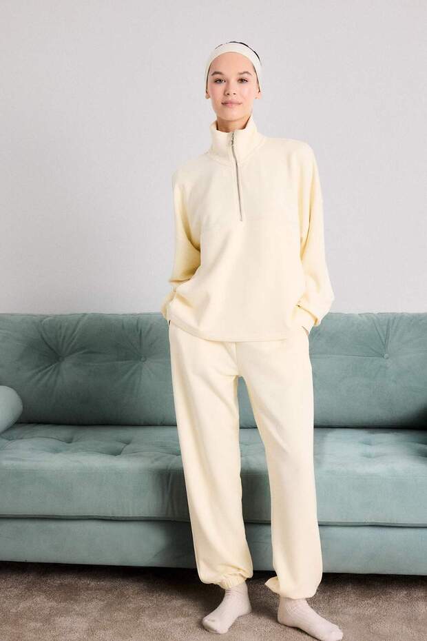 Basic Plain Long Pajama Bottoms with Elastic Waist-Fall in Love G0070Ax25Wn - 1