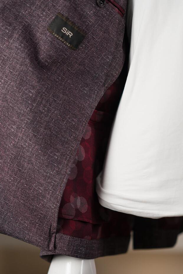 Sir Mono Yaka Yarım Astarlı Çift Yırtmaçlı Likralı Desenli Yazlık Jogger Takım Elbise - 6