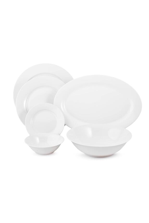 طقم عشاء أبيض مكون من 32 قطعة - 4