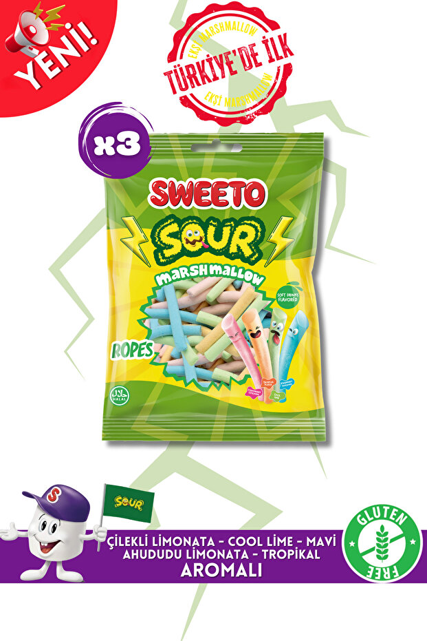 SOUR ROPES MARSHMALLOW 100Gx3 - 1
