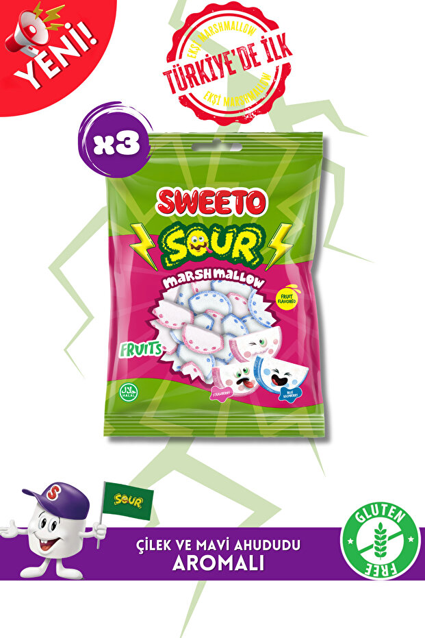 SOUR FRUİTS MARSHMALLOW 100Gx3 - 1