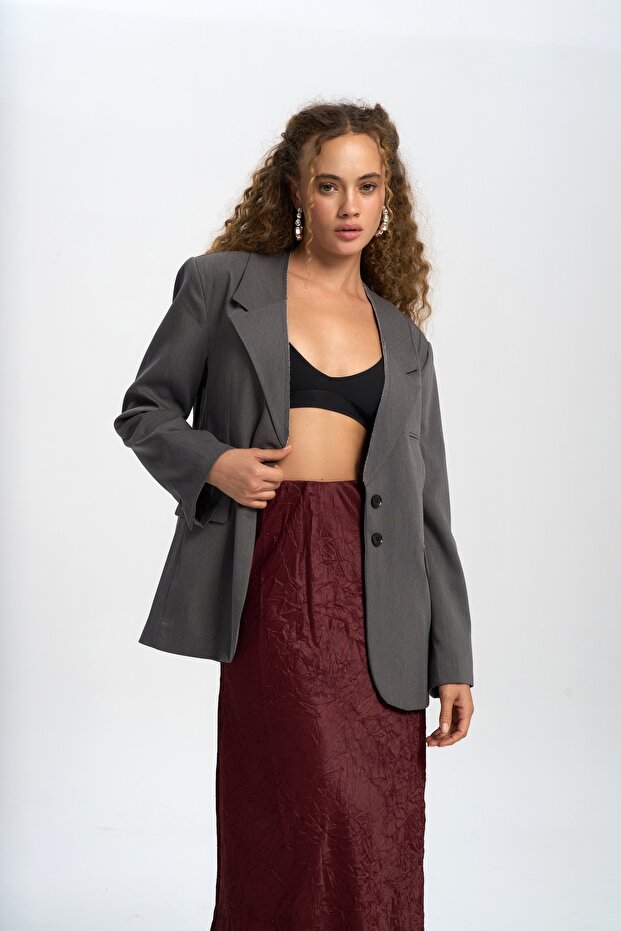 Volda Yaka Detay Antrasit Blazer - 6