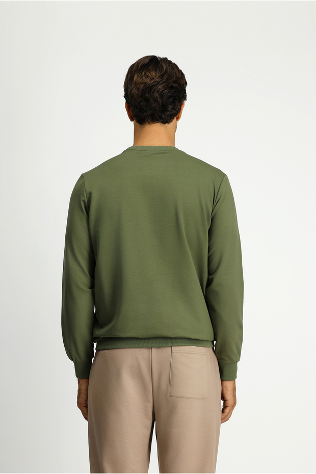 Bisiklet Yaka Regular Fit Nakışlı Basic Sweatshirt - 5