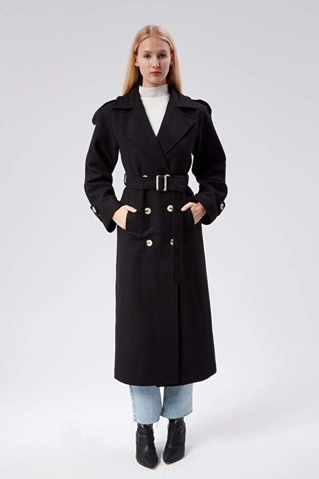 Women's Regular Double Breasted Stamp Coat