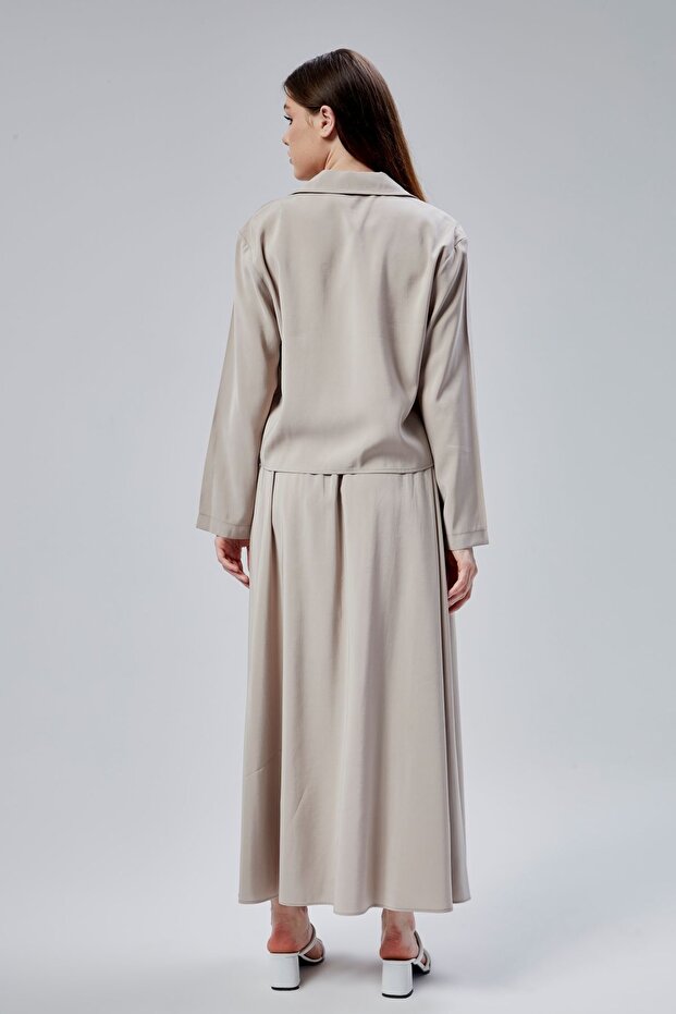 Bej Oversize Gömlek - 5