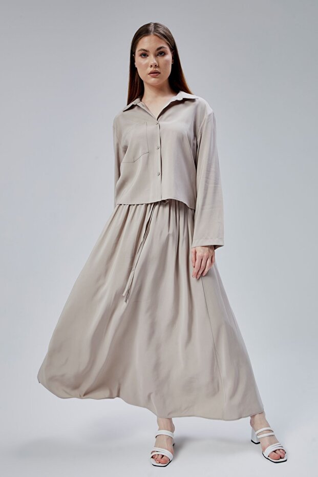 Bej Oversize Gömlek - 6