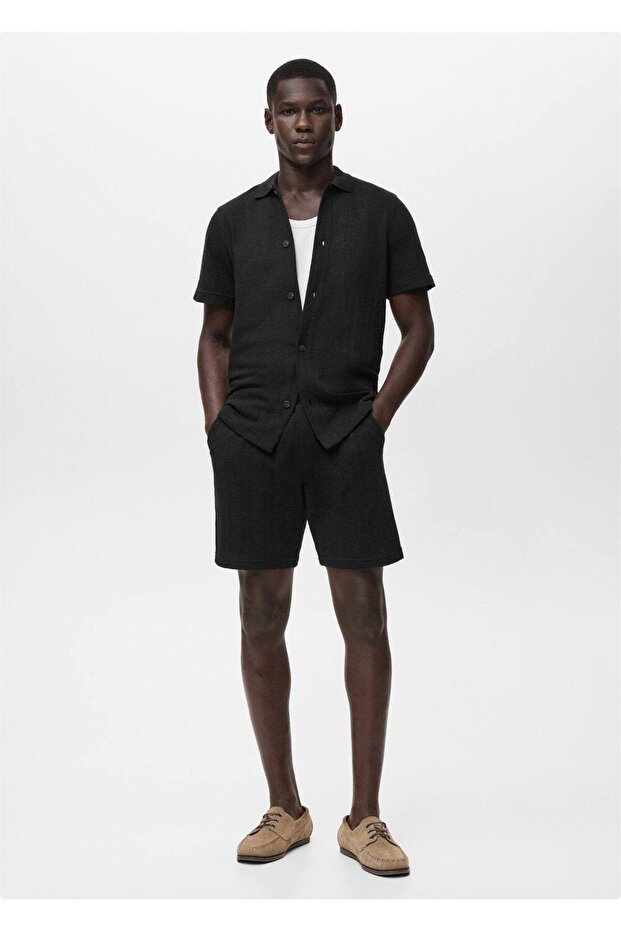 Kalıplı triko bermuda şort - 2