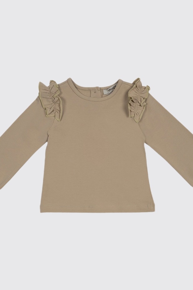 Baby Girl Long Sleeve Beige T-Shirt