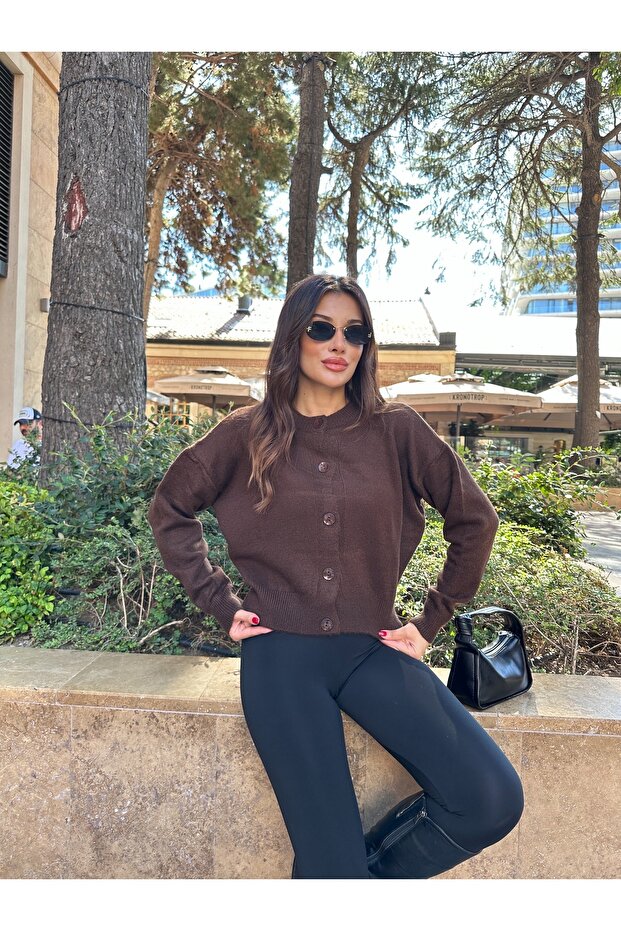 Basic Düğmeli Triko Hırka - 3