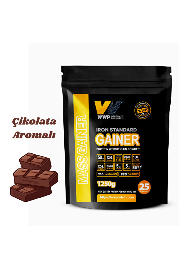 IRON STANDARD GAINER – Gerçek Sporcular İçin Kilo ve Kas Desteği – 1250g – Çikolata Aromalı - 1