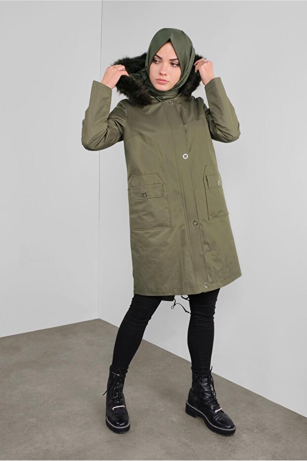 KAPÜŞONU KÜRKLÜ PARKA 90020 - 1