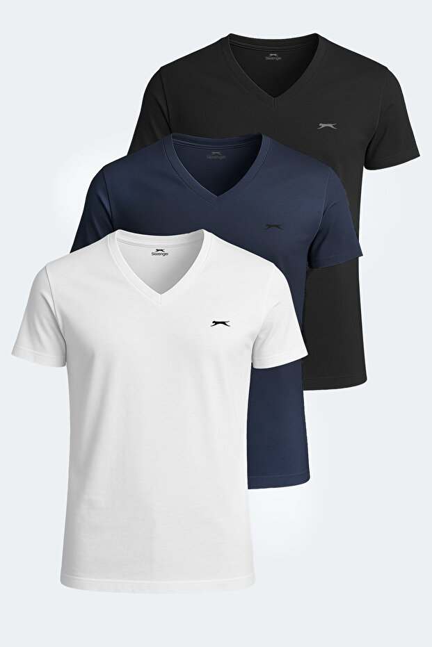 Sargon Set of 3 Men's White - Black - Navy Blue T-Shirts