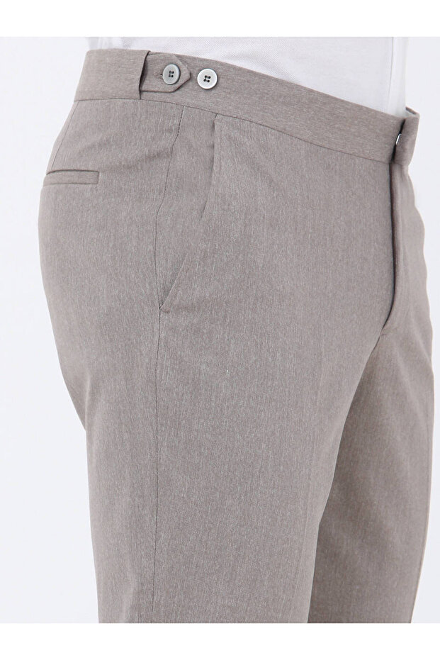 Deve Tüyü Düz Dokuma Fitted Fit Klasik Pantolon - 4