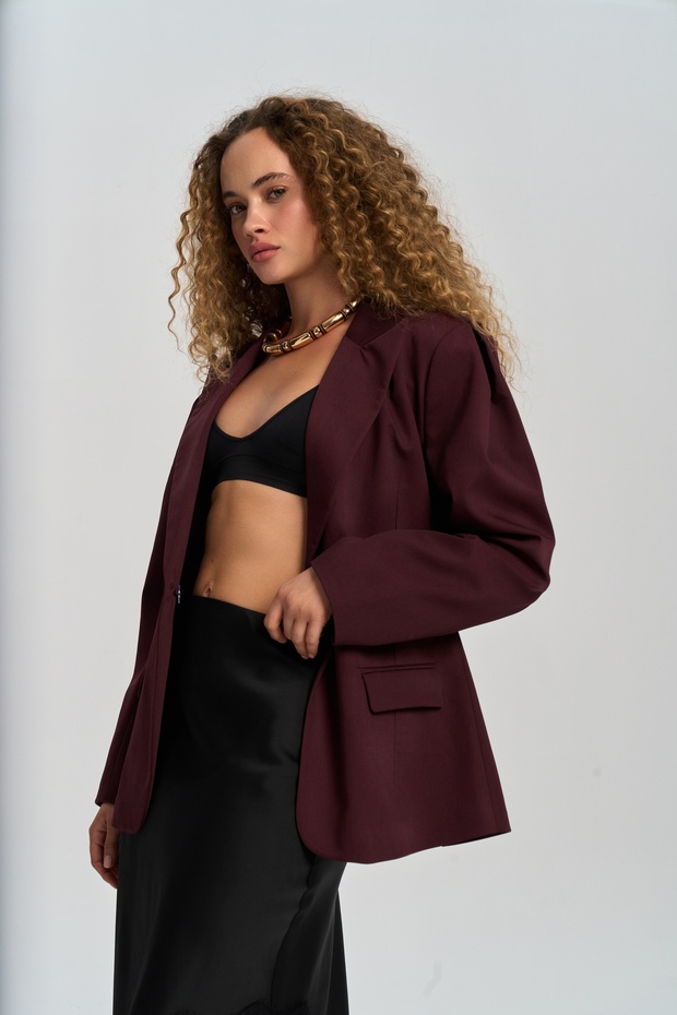 Briella Belden Oturtmalı Bordo Blazer - 5