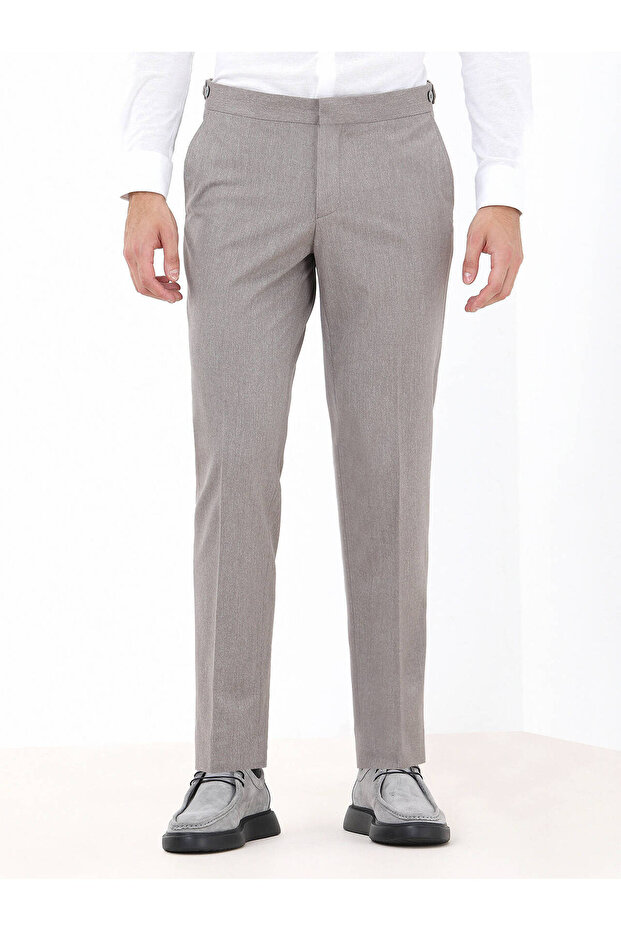 Deve Tüyü Düz Dokuma Fitted Fit Klasik Pantolon - 1