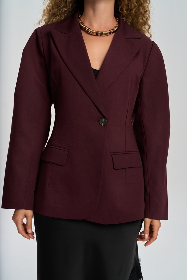 Briella Belden Oturtmalı Bordo Blazer - 8