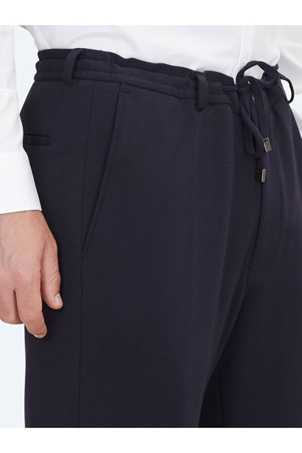 Lacivert Düz Modern Fit Örme Takım Elbise - 5