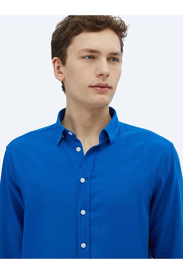 Saks Düz Regular Fit Dokuma Casual %100 Pamuk Gömlek - 3