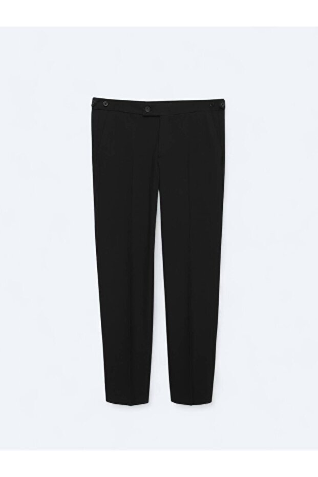Siyah Dokuma Regular Fit Casual Pantolon - 6