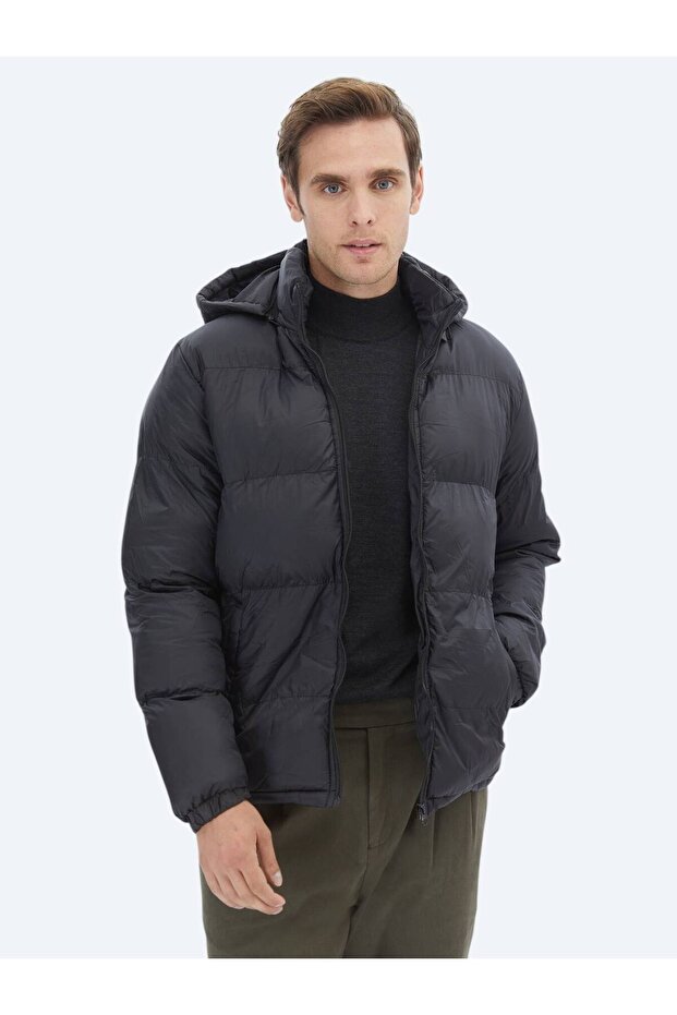 Siyah Regular Fit Casual Dokuma Mont - 3