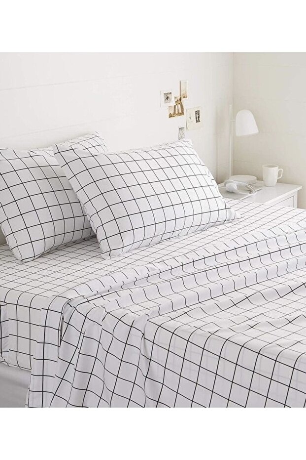 Double Fitted Sheet Set - Checkered - 4