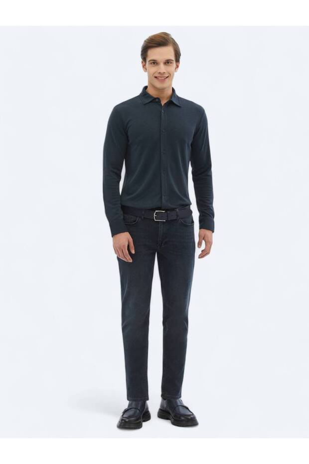 Lacivert Düz Regular Fit Casual Gömlek - 2
