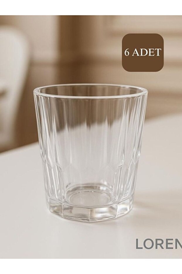 Crystal Look Glass Soft Drink Cup Set of 6 - Stylish Patterned Soft Drink and Water Cup