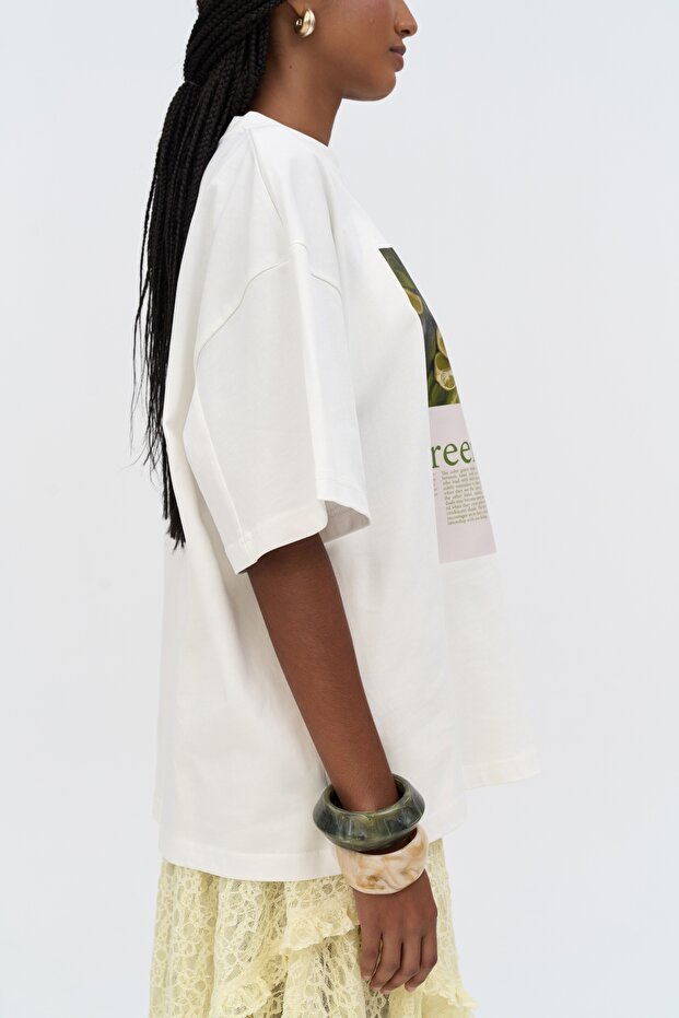 Lime Oversize Beyaz T-Shirt - 6