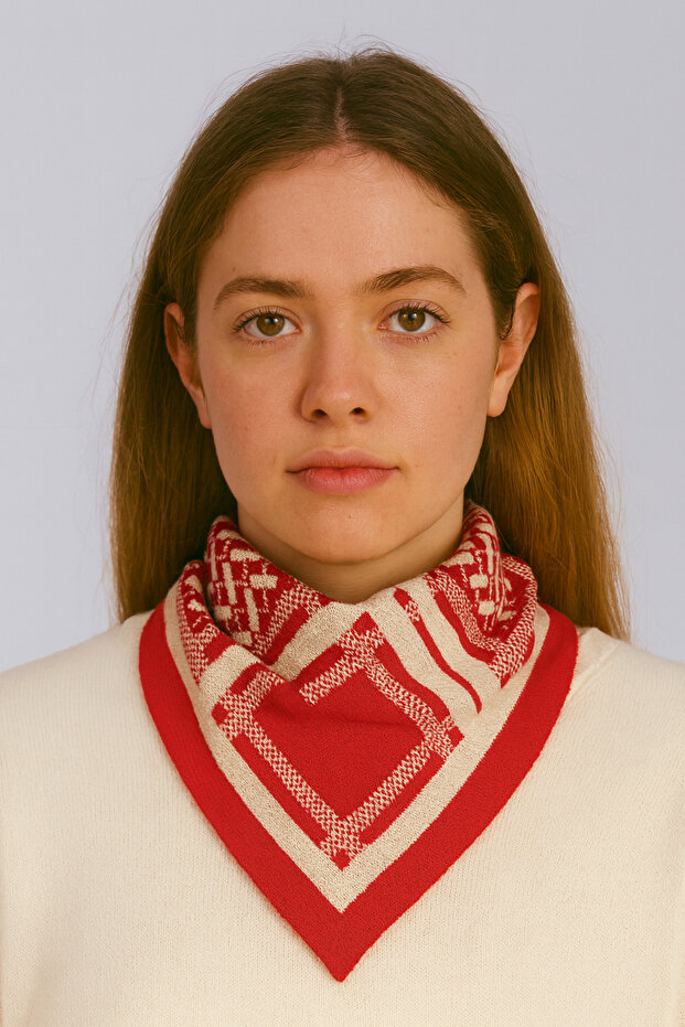 Desenli Triko Fular - 1