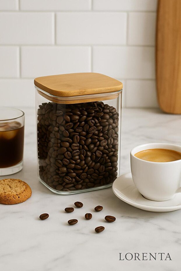 Glass Jar with Bamboo Lid – Storage Container, Cookie, Coffee and Spice Jar - Kitchen Organizer