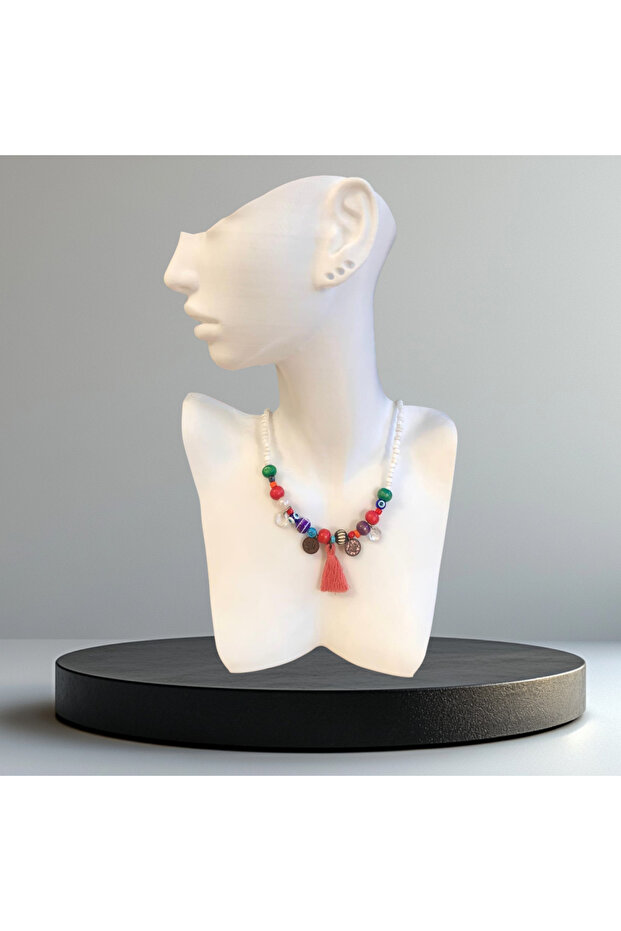 Handmade Pink Tassel Necklace-44Cm