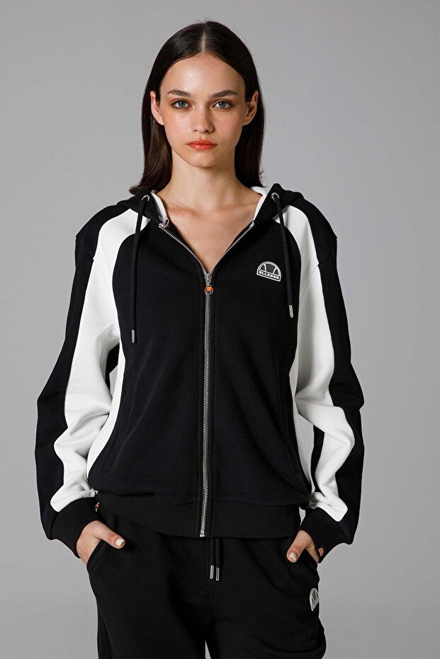 Zippered Hooded Women's Sweat Ef198-Bk