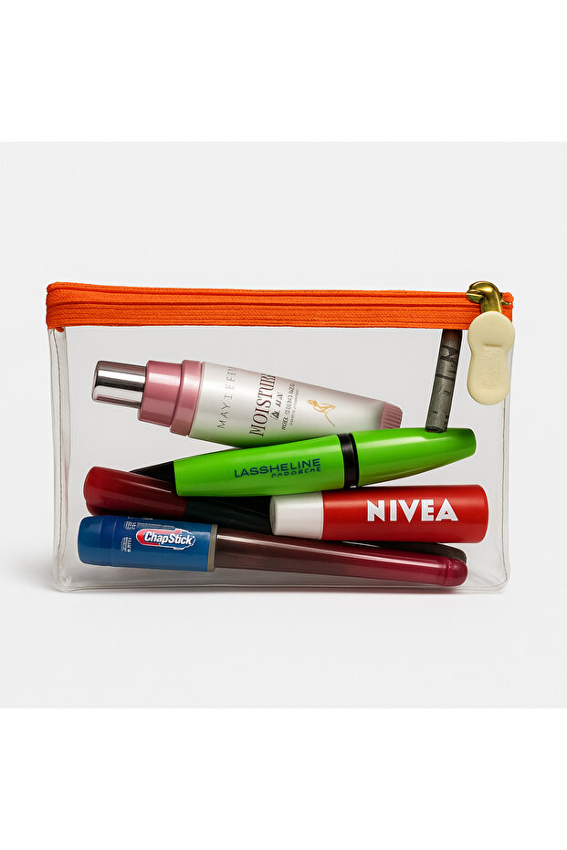 ORANGE Transparent Triangle Makeup Bag - 1