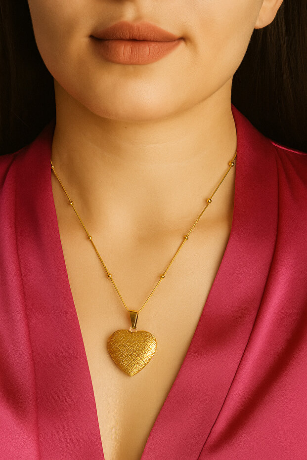 1St Class Steel No Darkening Pop-Up Heart Figured Necklace