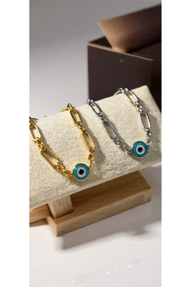 Bracelet Evil Eye Bead Detail Silver Color