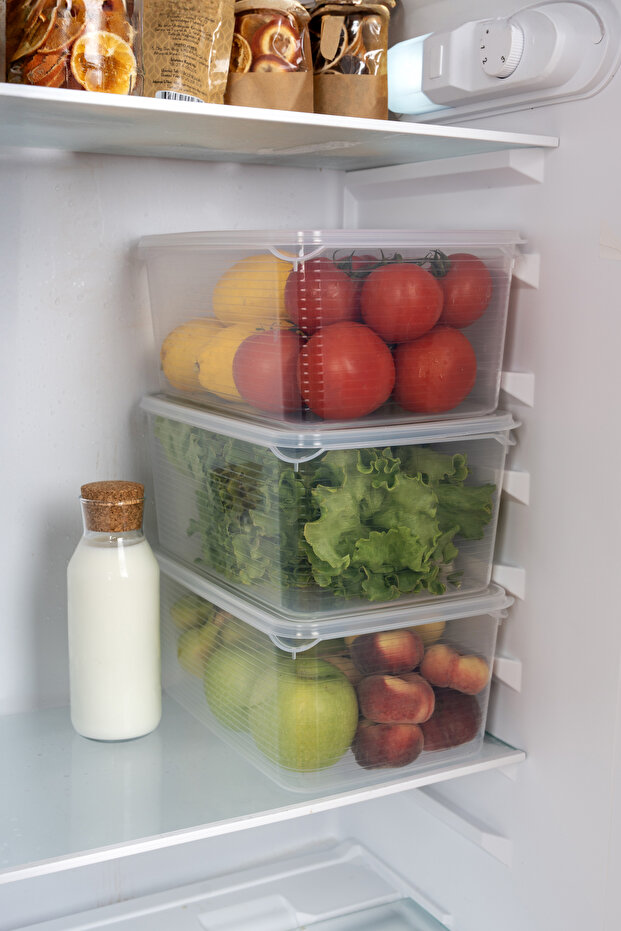 3 Adet 6Lt + 3 Adet 3,5Lt MEGA Vakumlu Sızdırmaz Sebzelik Saklama Kabı Seti - 5