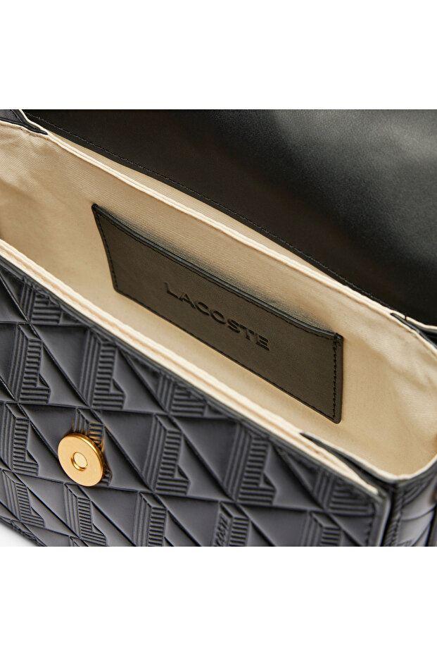 Maheki Kadın Monogram Deri Siyah Omuz Çantası - 5