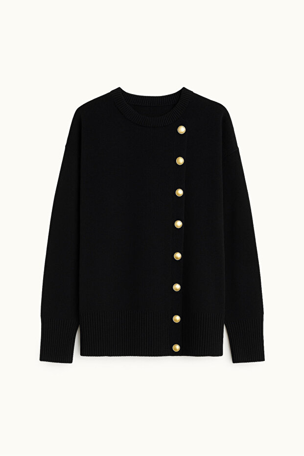 STRICKPULLOVER MIT DETAILLIERTEM KNOPF - 1