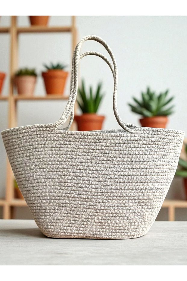 Beach Bag - Straw Jute Beige Color - Daily Bag - Hand and Arm Bag - 100% Handmade - 27X30 cm