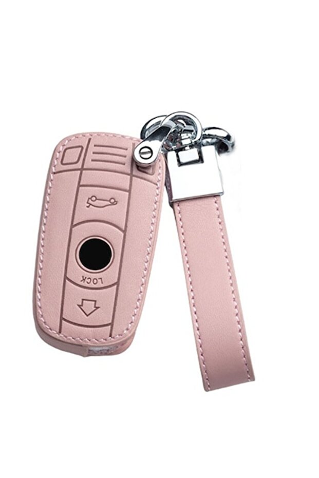 Key Case Leather Pink for BMW E90 E60 E70 E87 E30 E34 E36 E38 E39 E46 - 1