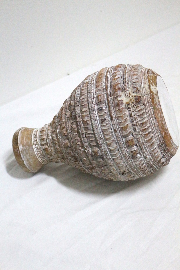 AHŞAP DEKORATİF VAZO 25CM - 4