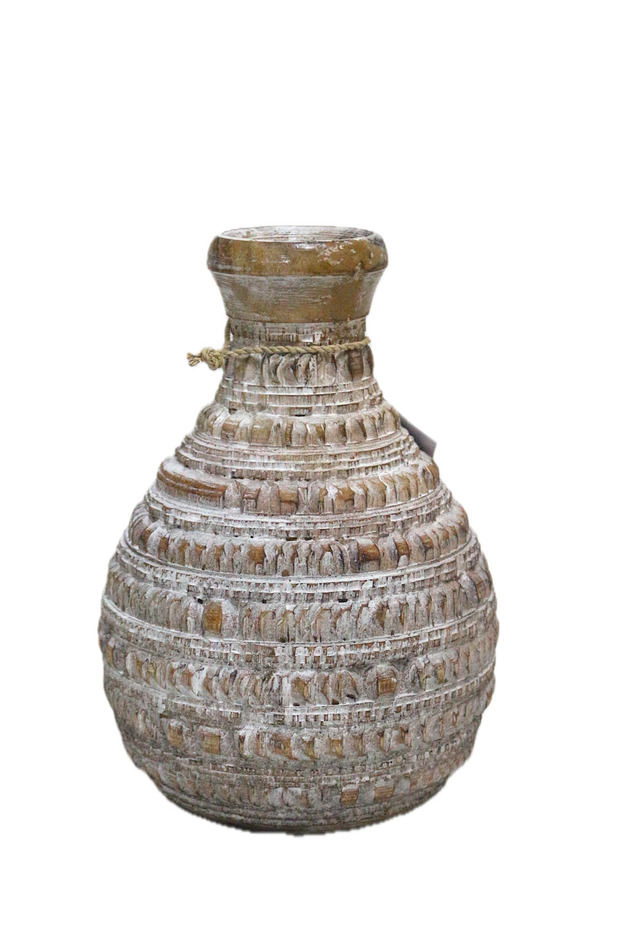 AHŞAP DEKORATİF VAZO 25CM - 1