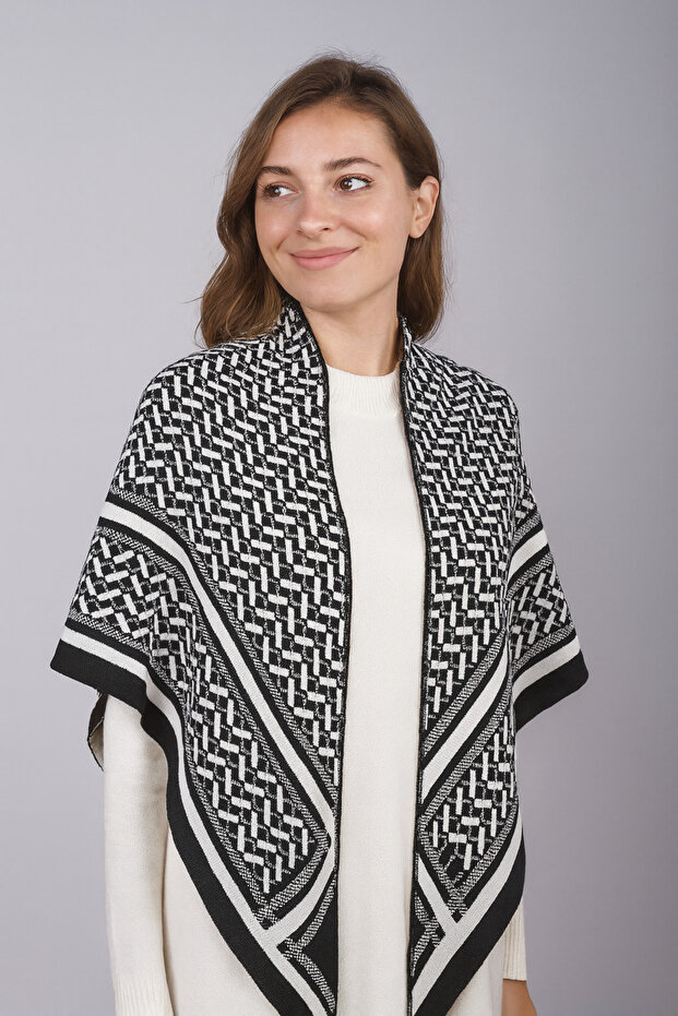 Desenli Üçgen Triko Şal - 2